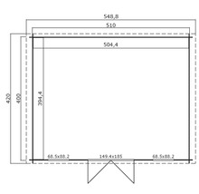 Gartenhaus Wels 5 inkl. Fußboden 548,8 x 420 cm lichtgrau