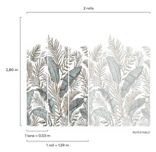 Tapete mit Blattmuster und Maßangaben