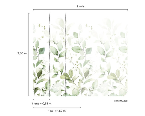 Tapete mit Blattmuster, Rolle mit 1,59 Meter Länge