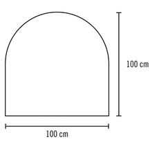 Diagramm einer Türbogenform mit einer Breite und Höhe von 100 Zentimetern
