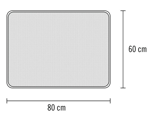 Illustration eines Insektenschutzgitters mit den Maßen 80 mal 60 Zentimeter.