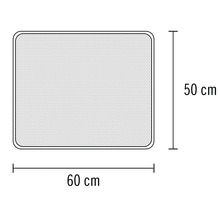 Skizze eines Moskitonetzes mit den Maßen 60 mal 50 Zentimeter