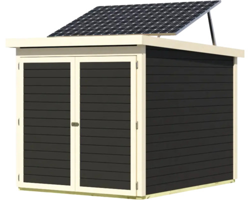 Gartenhaus mit Solaranlage auf dem Dach