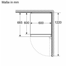 Technische Zeichnung eines Küchenschranks mit Maßen in Millimetern
