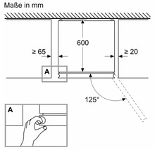 Maßzeichnung eines Gerätes mit den Maßen in Millimeter