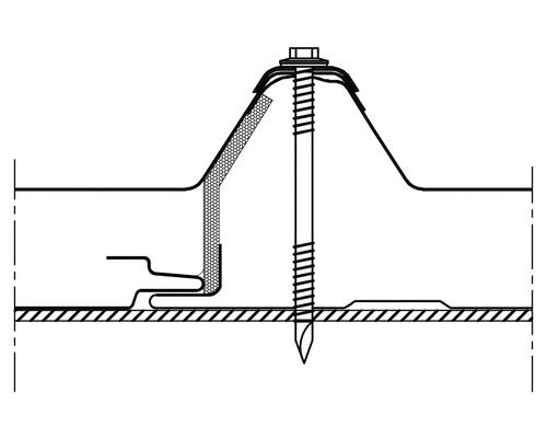 Schemazeichnung einer Dachbefestigung mit Schraube