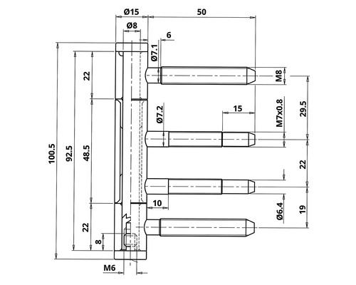 Technische Zeichnung mit Maßangaben