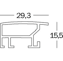 Technische Zeichnung eines Profils mit Maßangaben 29,3 und 15,5