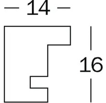 Technische Zeichnung eines Profils mit den Maßen 14 und 16 Millimeter