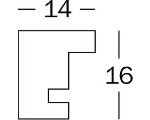 Technische Zeichnung eines Profils mit den Maßen 14 und 16 Millimeter