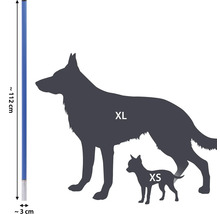 Abbildung der Länge einer Hundeleine mit Hundesilhouetten