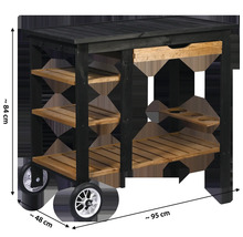 Servierwagen aus Holz mit Schublade und Ablageflächen