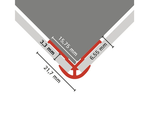 Profilleiste Eckprofil mit Maßangaben