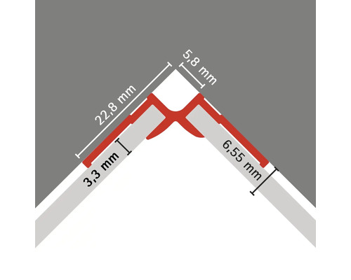 Maße einer Fliesenschiene im Profilquerschnitt