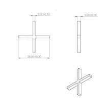 Technische Zeichnung eines Fugenkreuzes mit Maßangaben