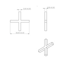 Technische Zeichnung eines Fugenkreuzes mit Maßangaben.