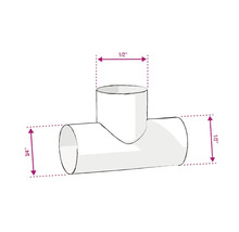 Illustration eines T-Stücks mit den Maßen 1/2 und 3/4 Zoll