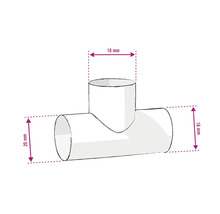 T-Stück mit Abmessungen 16 mm und 20 mm