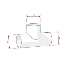 Abbildung eines T-Stücks mit den Maßen 1/2 Zoll und 3/4 Zoll