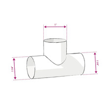 Illustration eines T-Stücks mit den Maßen 1 Zoll und 1 1/4 Zoll.