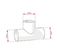 Abbildung eines T-Stücks mit den Maßen 20 mm und 16 mm