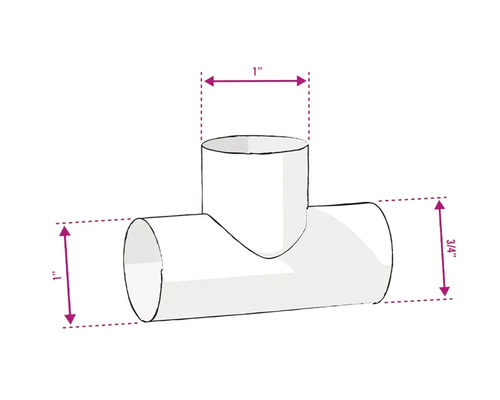 Abbildung eines T-Stücks mit Größenangaben