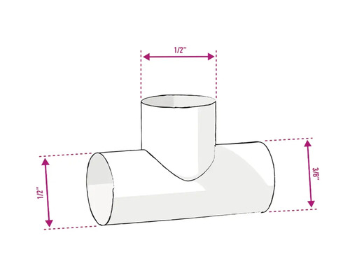 Illustration eines T-Stücks mit Größenangaben