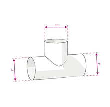 Illustration eines T-Stücks mit den Maßen 1 Zoll und 2 Zoll