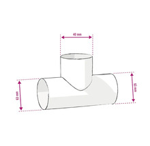 Illustration eines T-Stücks mit den Maßen 40 mm und 63 mm