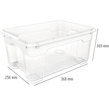 Aufbewahrungsbox aus Kunststoff mit den Maßen 368 mm x 256 mm x 169 mm