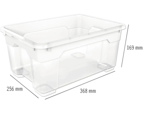 Aufbewahrungsbox aus Kunststoff mit den Maßen 368 mm x 256 mm x 169 mm