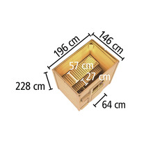 Draufsicht Sauna mit Maßangaben