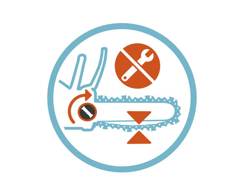 Symbol für die werkzeuglose Kettenspannung der Kettensäge