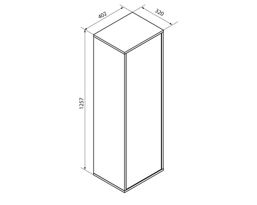 Schrank mit den Maßen 402 x 320 x 1257 mm