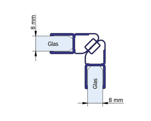 Eckverbindung für 8 Millimeter Glas