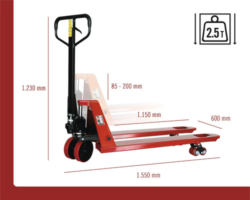 Abmessungen des Handhubwagens