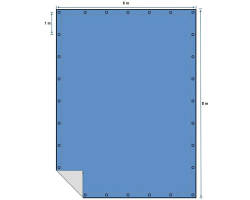 Poolabdeckung, 6 Meter mal 8 Meter, mit Ösen