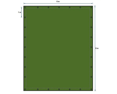 Plane mit Ösen, 6 Meter mal 8 Meter