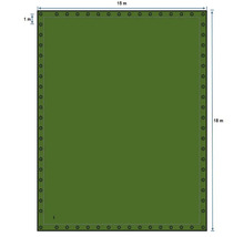 Illustration einer rechteckigen Plane mit Ösen, 15 Meter mal 18 Meter