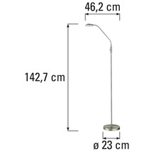 Skizze einer Stehlampe mit Massangaben