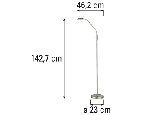 Skizze einer Stehlampe mit Massangaben