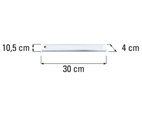 LED Unterbauleuchte mit den Maßen 30 cm Länge, 10,5 cm Höhe und 4 cm Breite