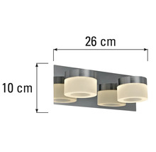 Wandleuchte mit Abmessungen: 26 cm Breite und 10 cm Höhe