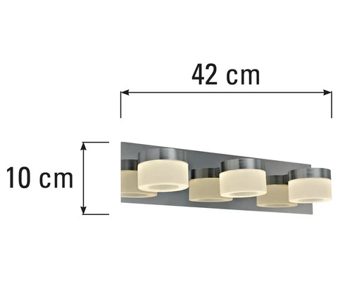 Badezimmerlampe mit sechs Lampen und Abmessungen