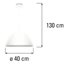 Hängelampe mit einem Durchmesser von 40 cm und einer Höhe von 130 cm.