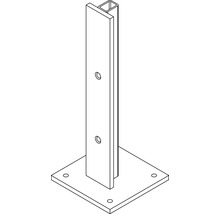 Pfosten für den Zaunbau mit quadratischer Grundplatte und Löchern