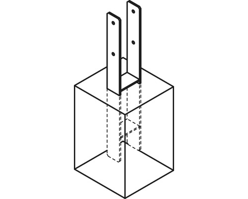 Pfostenträger zum Einbetonieren, perspektivische Darstellung