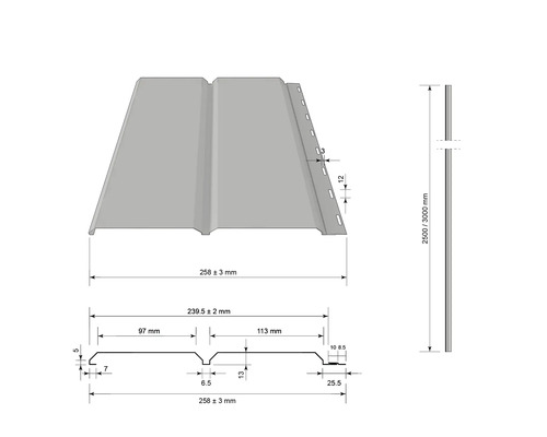 Abmessungen einer Fassadenverkleidung