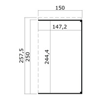 Technische Zeichnung mit Maßangaben: 257,5 x 150 mm