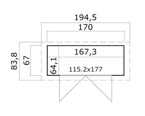 Technische Zeichnung mit Maßangaben